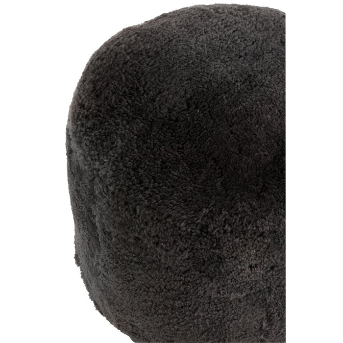 Pouf Rond Sheepskin Dark Grey-Poefs-J-Line