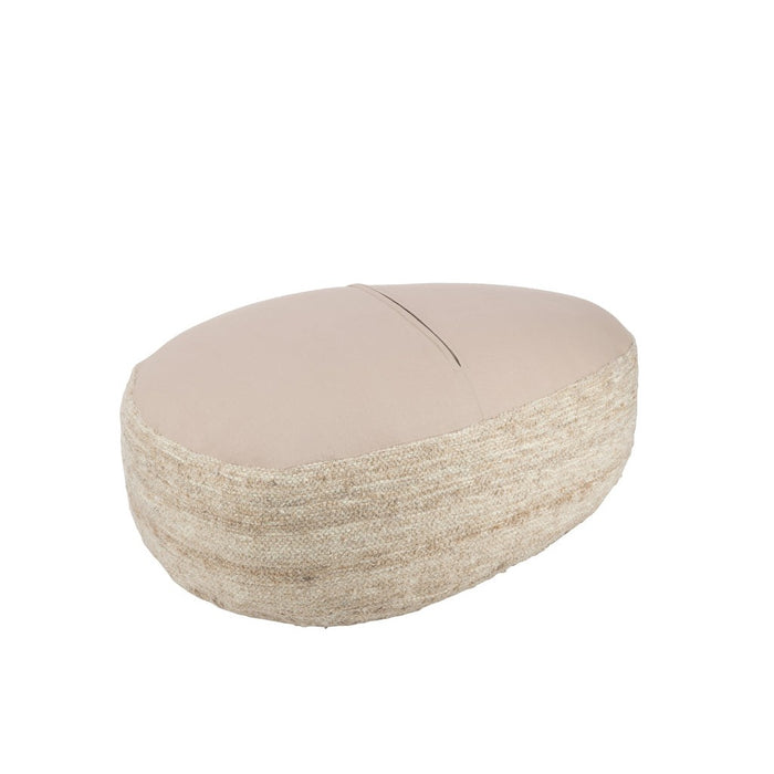 Pouf Stone Semi-Plain Weaving Wool Beige-Poefs-J-Line