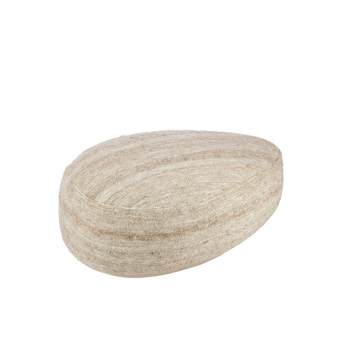 Pouf Stone Semi-Plain Weaving Wool Beige-Poefs-J-Line