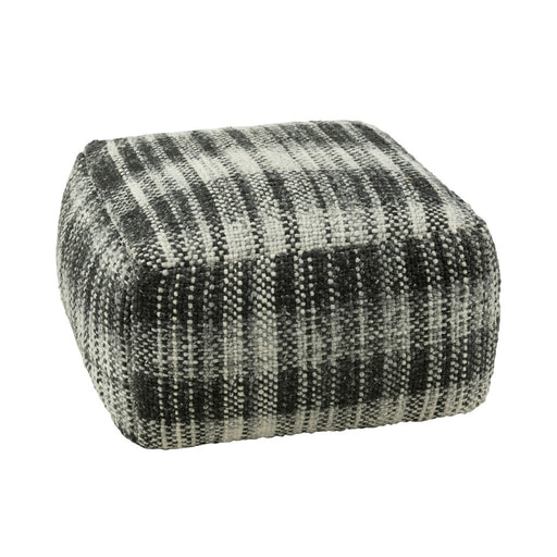 Pouf Vierkant Checkered Wool Grey | Zwart-Poefs-J-Line