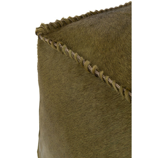 Puf Cowhair Leer Olive-Poefs-J-Line