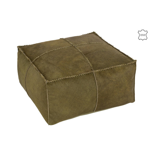 Puf Cowhair Leer Olive-Poefs-J-Line