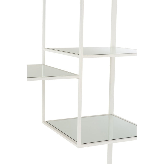 Rack 5 Shelves Metaal | Glass Wit-Vakkenkasten-J-Line