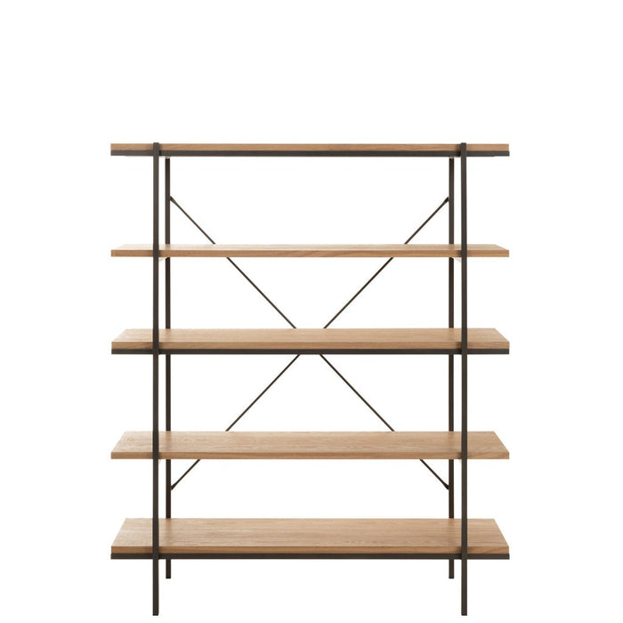 Rack 5 Shelves Wood/Metal Natural-Vakkenkasten-J-Line