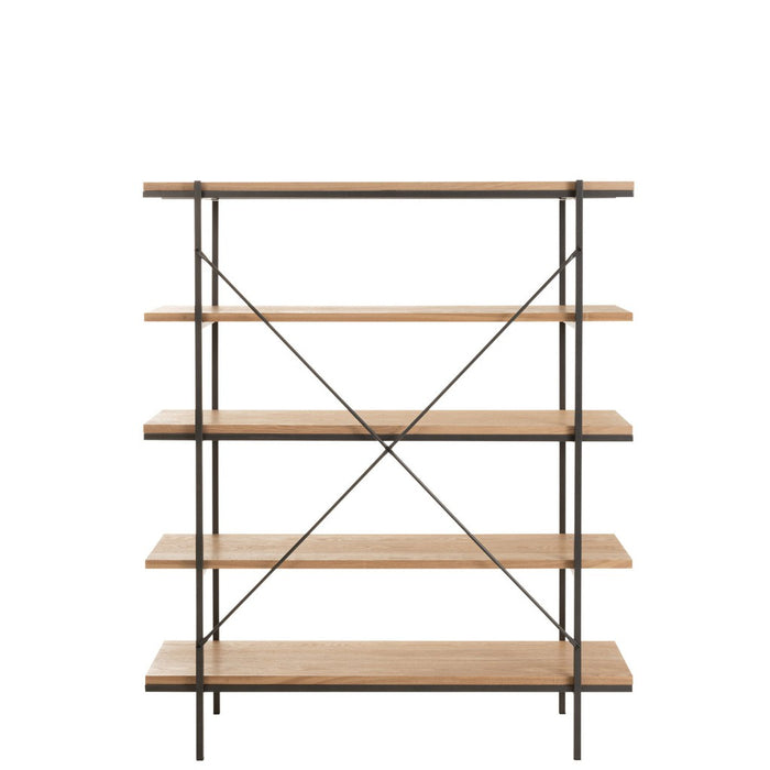 Rack 5 Shelves Wood/Metal Natural-Vakkenkasten-J-Line