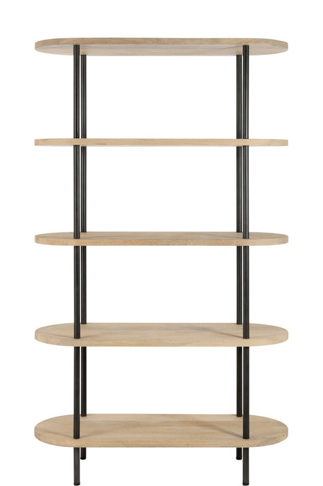 Rack Eli 5Shelves Mango Wood/Iron Natural/Grey-Vakkenkasten-J-Line