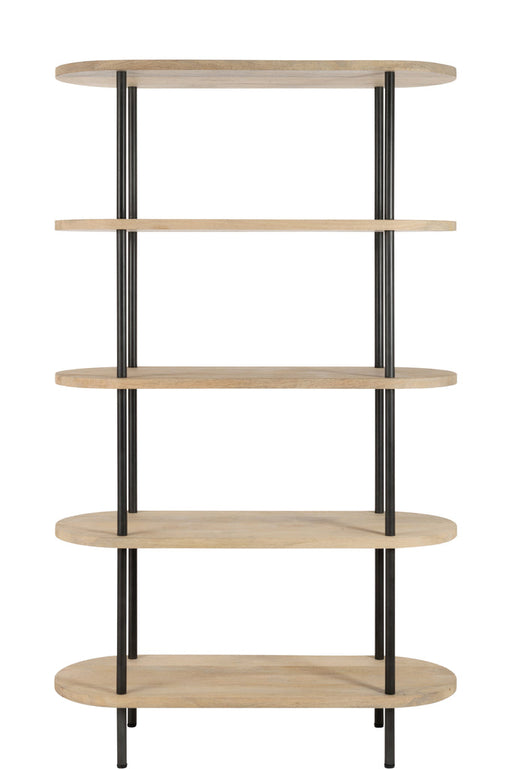 Rack Eli 5Shelves Mango Wood/Iron Natural/Grey-Vakkenkasten-J-Line