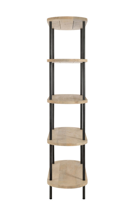 Rack Eli 5Shelves Mango Wood/Iron Natural/Grey-Vakkenkasten-J-Line