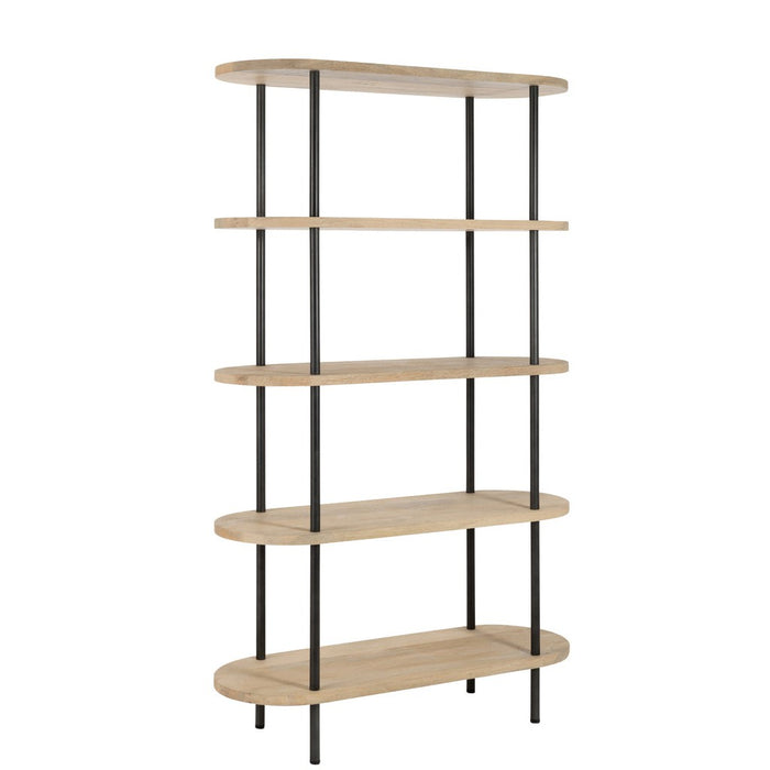 Rack Eli 5Shelves Mango Wood/Iron Natural/Grey-Vakkenkasten-J-Line