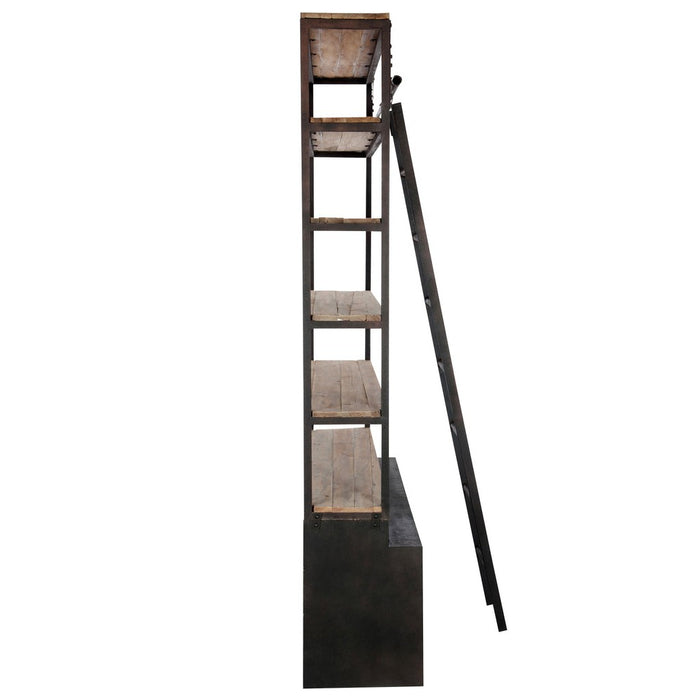 Rack + Ladder 4 Shelves Hout | Metaal Natuurlijk | Brown 160 X45 x243 cm-Vakkenkasten-J-Line