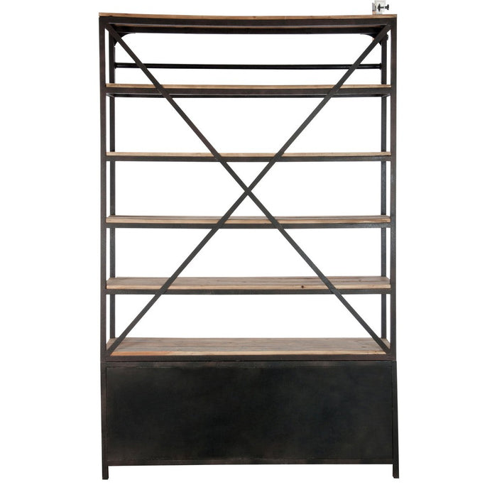 Rack + Ladder 4 Shelves Hout | Metaal Natuurlijk | Brown 160 X45 x243 cm-Vakkenkasten-J-Line