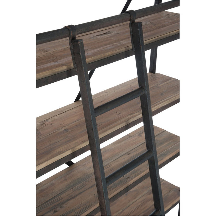 Rack + Ladder 4 Shelves Hout | Metaal Natuurlijk | Brown 160 X45 x243 cm-Vakkenkasten-J-Line