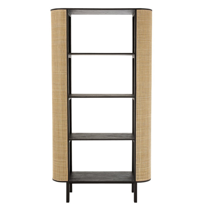 Rack Molly Exotic Hout | Rattan Zwart-Vakkenkasten-J-Line