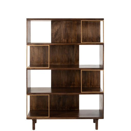 Rack Rafi 4 Levels Iron | Mango Hout Gold | Donker bruin-Vakkenkasten-J-Line