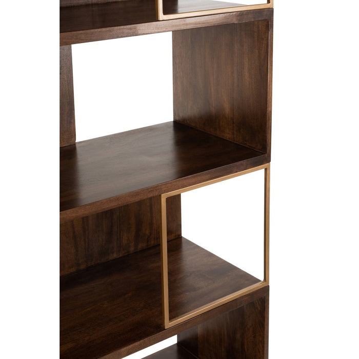 Rack Rafi 4 Levels Iron | Mango Hout Gold | Donker bruin-Vakkenkasten-J-Line