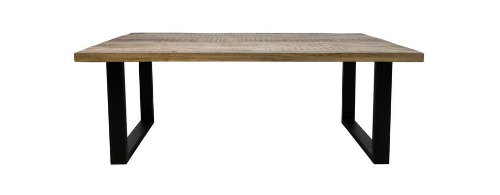 Rechthoekige Eettafel Melbourne-180x90x77-Naturel/Zwart-Mango/Metaal-Eettafels-HSM Collection