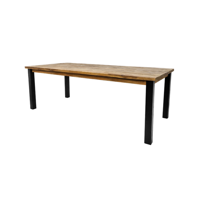 Rechthoekige eettafel Atlanta - 180x90x78 - Naturel/zwart - Teak/metaal-Eettafels-HSM Collection