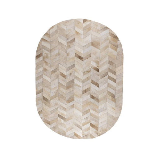 Rechthoekige vloerkleden Vloerkleed Joanne Beige Cowhair Patchwork Tapijt Ovaal S-Rechthoekige vloerkleden-PTMD