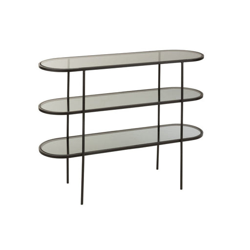 Rek 3 niveau metaal/glas zwart-Consoletafels-J-Line