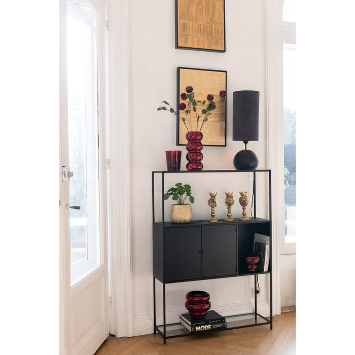 Rek Metaal/glas zwart-Vakkenkasten-J-Line