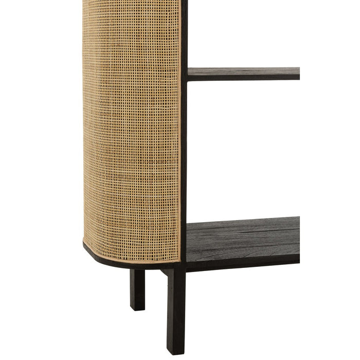 Rek Molly exotiek hout/rotan zwart-Vakkenkasten-J-Line