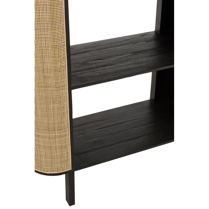Rek Molly exotiek hout/rotan zwart-Vakkenkasten-J-Line