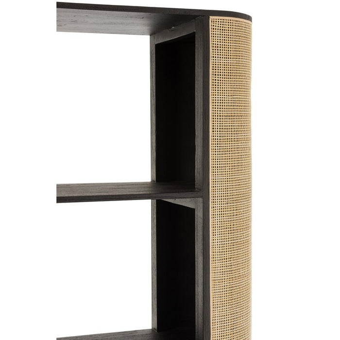 Rek Molly exotiek hout/rotan zwart-Vakkenkasten-J-Line