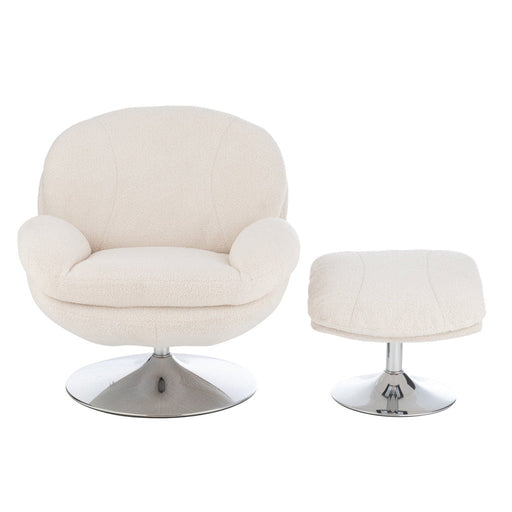 Relax Fauteuil + hocker Lay Metaal | Plywood Cream | Silver-Fauteuils-J-Line