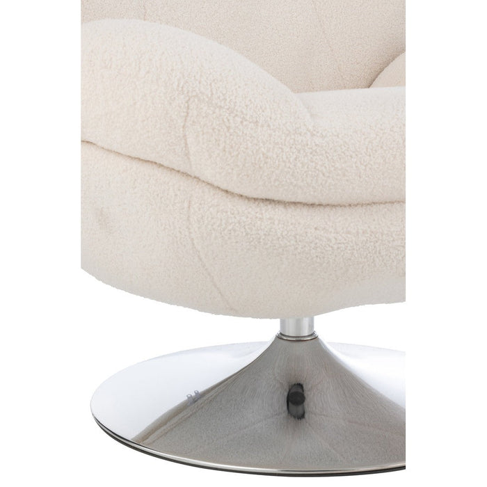 Relax Fauteuil + hocker Lay Metaal | Plywood Cream | Silver-Fauteuils-J-Line