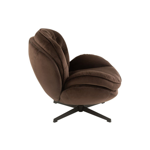 Relax Fauteuil + hokker Metaal | Textiel Donker bruin-Fauteuils-J-Line