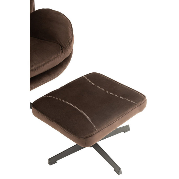 Relax Fauteuil + hokker Metaal | Textiel Donker bruin-Fauteuils-J-Line