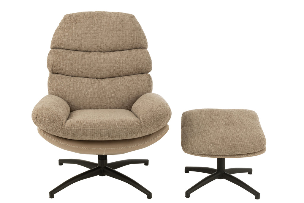 Relax Zetel + voetbank metaal/multiplex donkergrijs/zwart-Fauteuils-J-Line