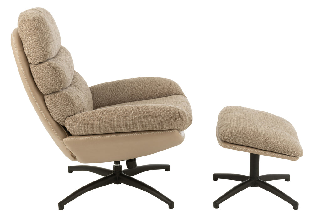 Relax Zetel + voetbank metaal/multiplex donkergrijs/zwart-Fauteuils-J-Line