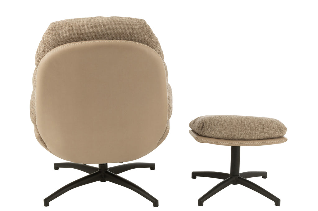 Relax Zetel + voetbank metaal/multiplex donkergrijs/zwart-Fauteuils-J-Line