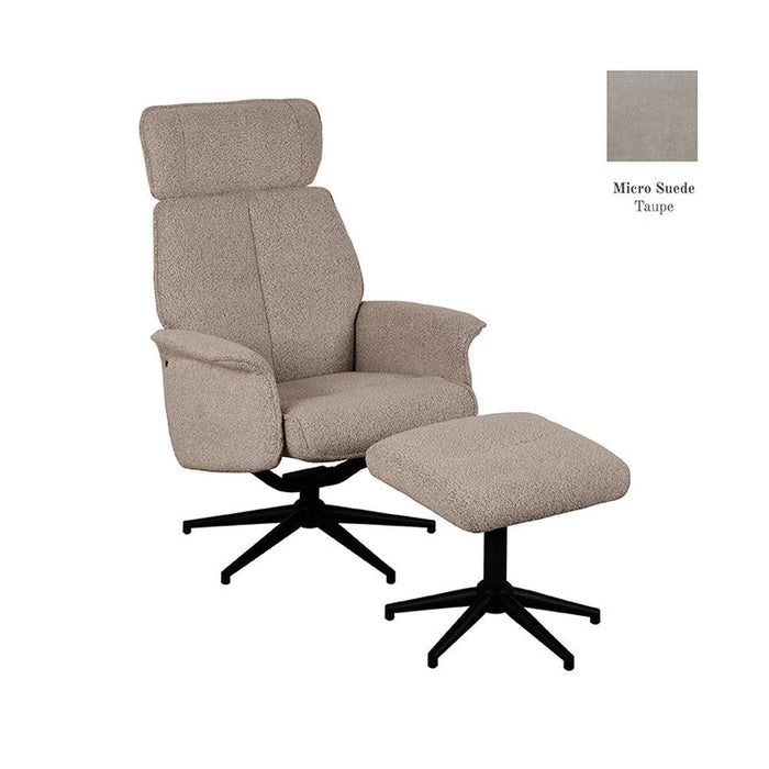 Relaxfauteuil Verdal + Ottomane 77x79x109 cm Suede Taupe-Fauteuils-LABEL51