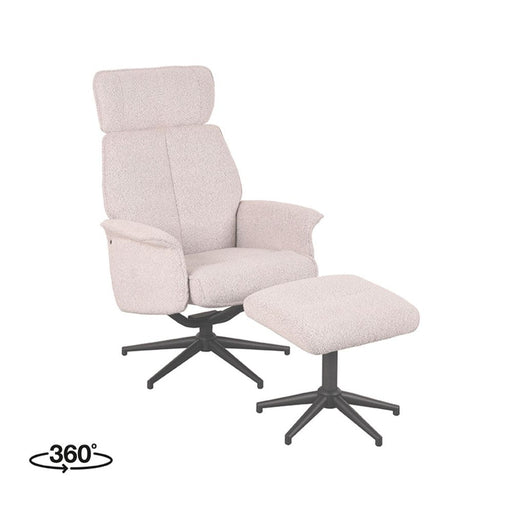 Relaxfauteuil Verdal + Ottomane 77x79x109 cm wit Boucle-Fauteuils-LABEL51