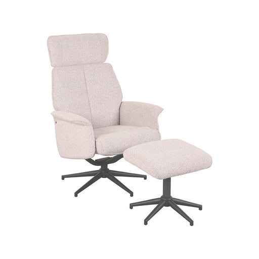 Relaxfauteuil Verdal + Ottomane 77x79x109 cm wit Boucle-Fauteuils-LABEL51