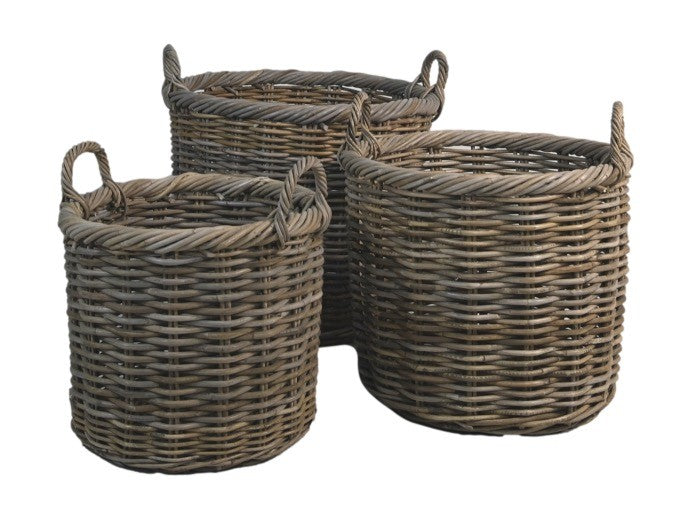 Ronde Mandenset S/3-ø53x53 / ø49x49 / ø45x45-Grijs-Koboo-Decoratieve manden-HSM Collection