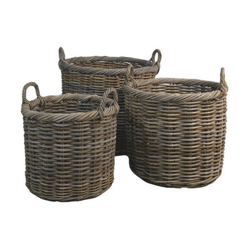 Ronde Mandenset S/3-ø53x53 / ø49x49 / ø45x45-Grijs-Koboo-Decoratieve manden-HSM Collection