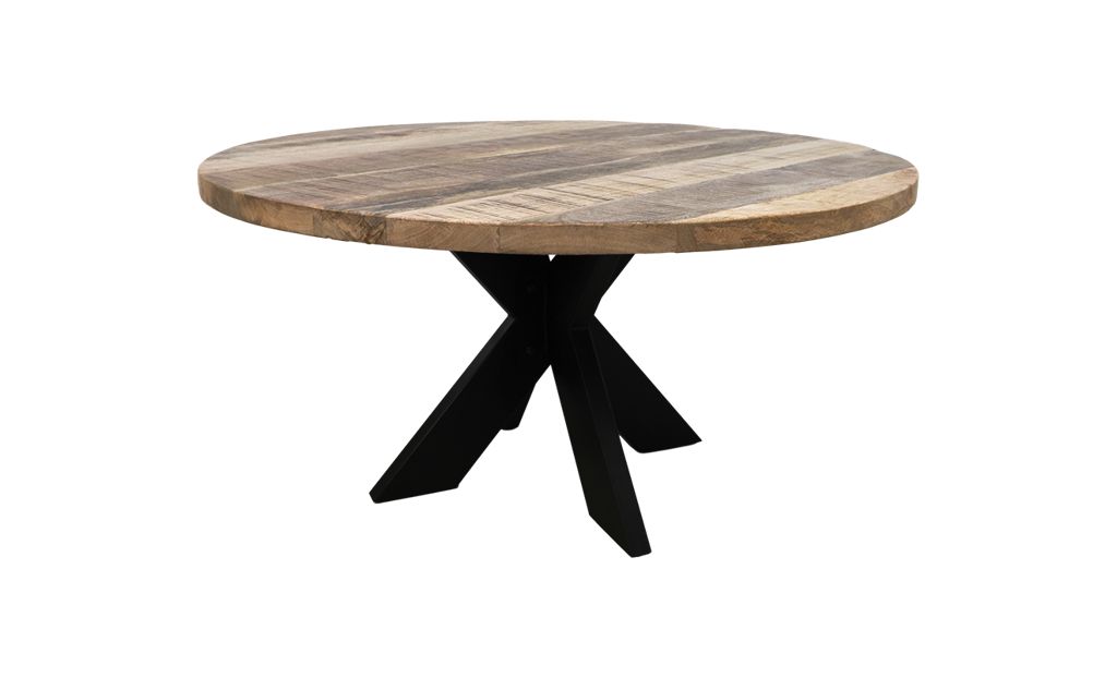 Ronde Salontafel-80x80x45-Naturel/Zwart-Mango/Metaal-Salontafels-HSM Collection