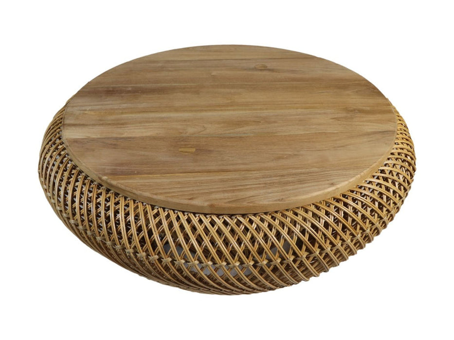 Ronde Salontafel Trapezium-80x80x38-Naturel-Rotan/Teak-Salontafels-HSM Collection