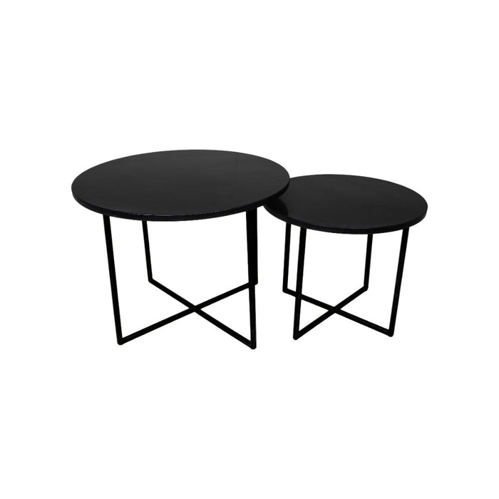 Ronde Salontafel - ø61x45/ø46x39 - zwart marmer - set van 2-Salontafels-HSM Collection