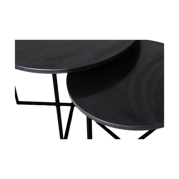 Ronde Salontafel - ø61x45/ø46x39 - zwart marmer - set van 2-Salontafels-HSM Collection