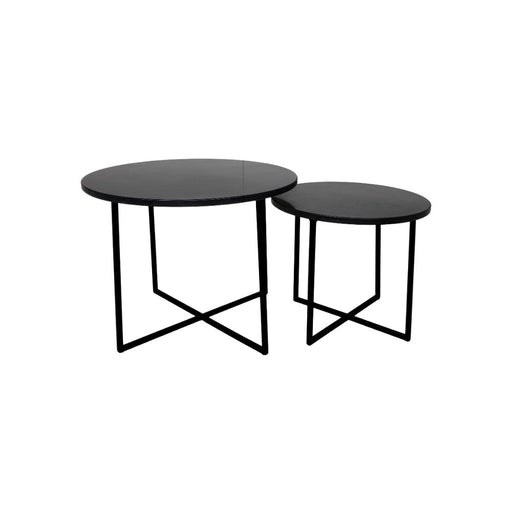 Ronde Salontafel - ø61x45/ø46x39 - zwart marmer - set van 2-Salontafels-HSM Collection