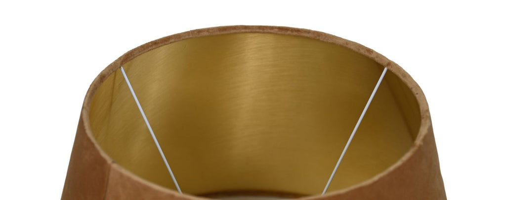 Ronde conische lampenkap - ø35-ø52x32 - Beige/goud - Velours-Lampenkappen-HSM Collection