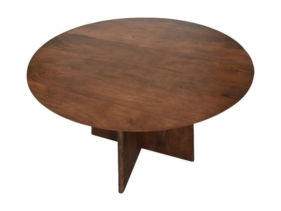 Ronde eettafel - 120x120x77 - Bruin - Mangohout-Eettafels-HSM Collection