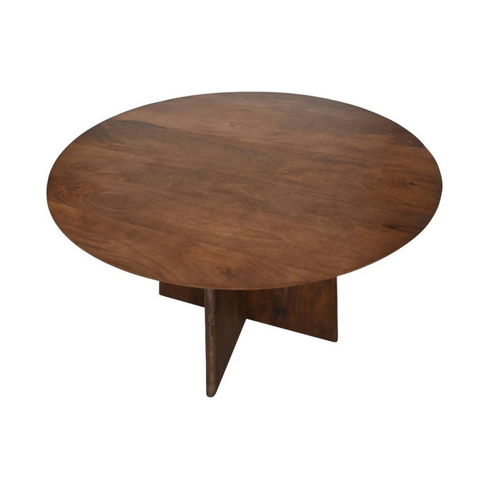 Ronde eettafel - 120x120x77 - Bruin - Mangohout-Eettafels-HSM Collection