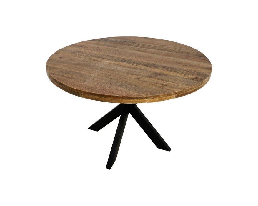 Ronde eettafel Melbourne - ø100x76 - Naturel/zwart - Mangohout/metaal-Eettafels-HSM Collection