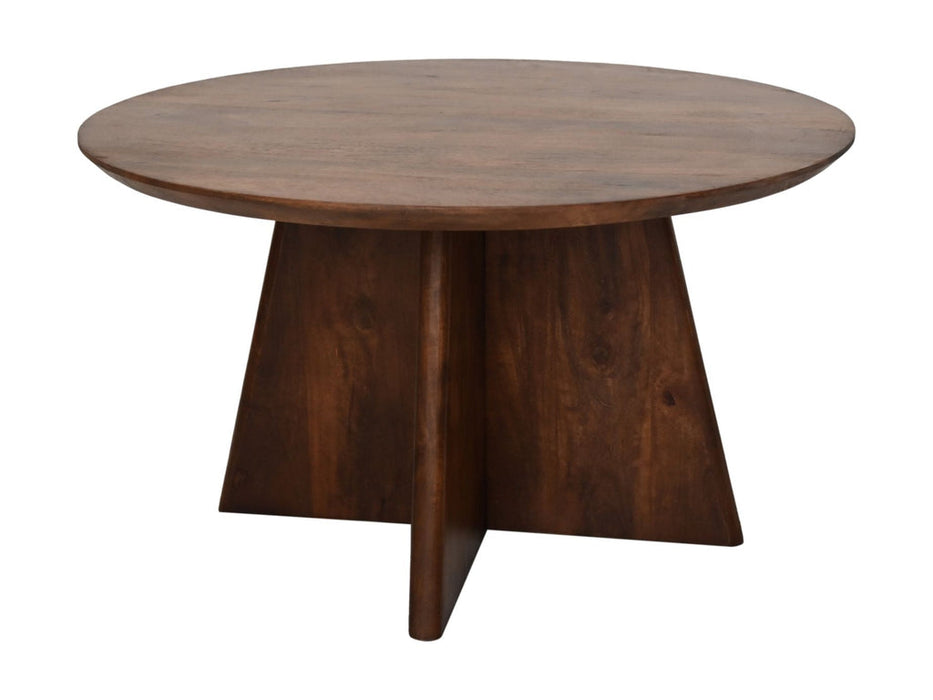 Ronde salontafel met kruispoot - 80X80X45 - mat bruin - Mangohout-Salontafels-HSM Collection