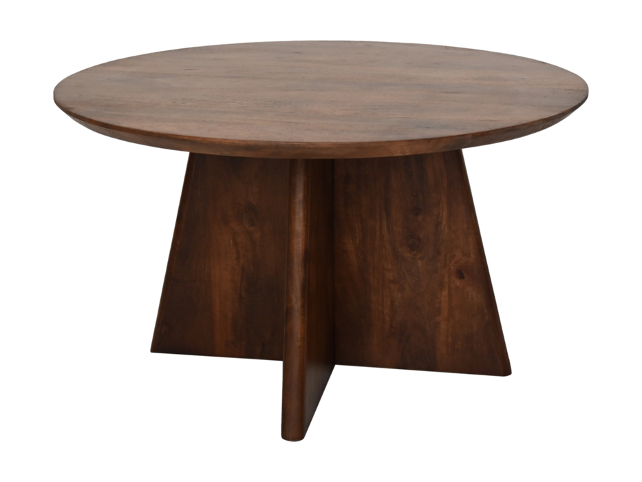 Ronde salontafel met kruispoot - 80X80X45 - mat bruin - Mangohout-Salontafels-HSM Collection